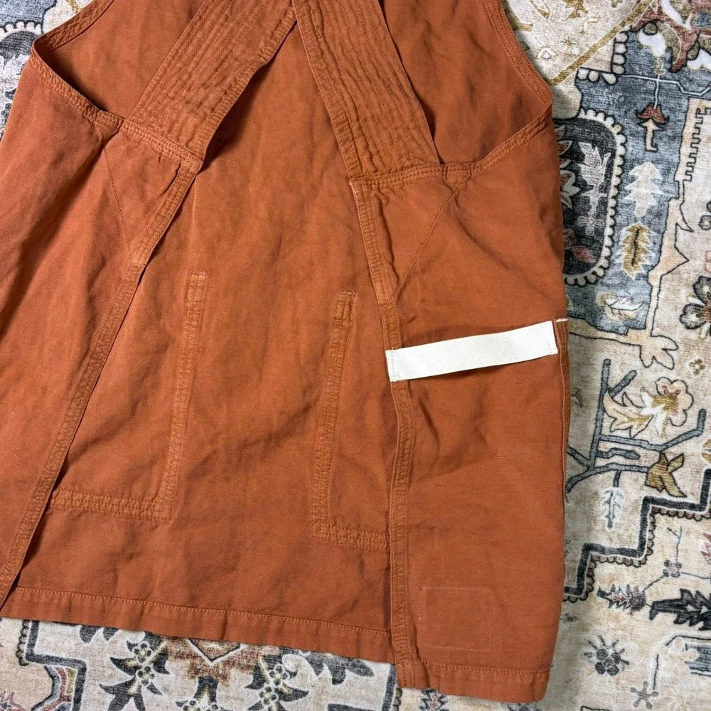 Hedley & Bennett Crossback Apron Rust Orange Cotton Linen Blend Pockets Kitchen